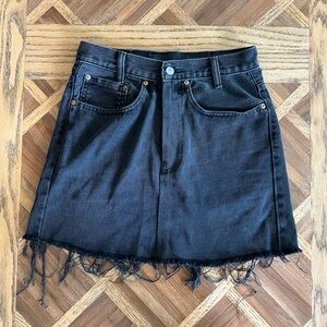 Levi's Black Denim Frayed Skirt